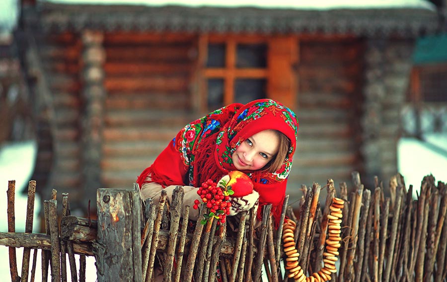 Sexy girl Women in Slavic costumes in Huangshi